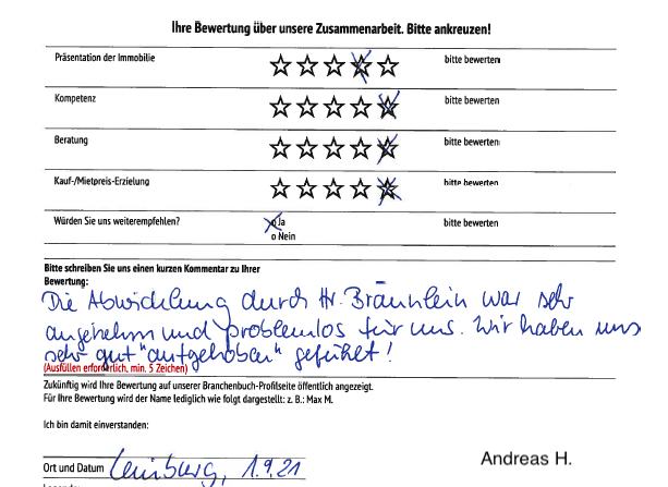 Kundenbewertung Andreas H